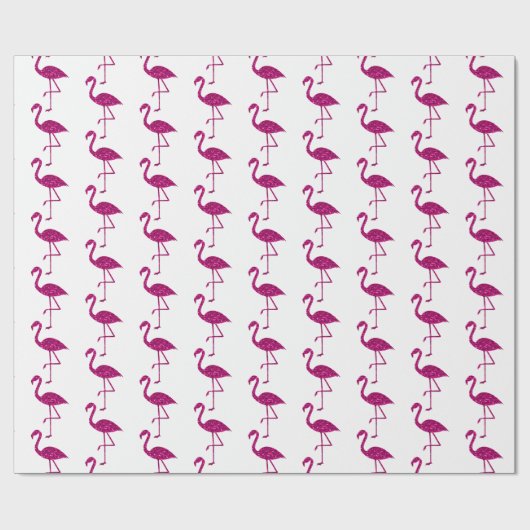 Sparkly flamingo Roze glitterpatroon wit Cadeaupapier (Vlak)