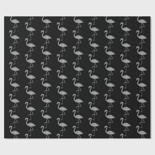 Sparkly flamingo Silver glitter sparkeert patroon Cadeaupapier (Vlak)