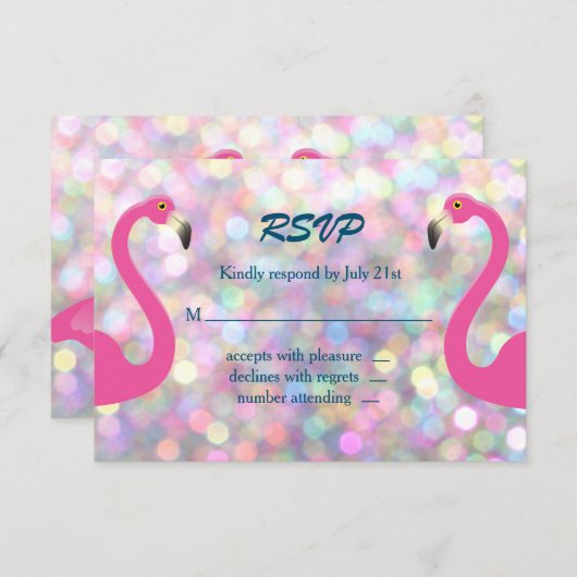 Sparkly Flamingo Wedding RSVP (Voorkant / Achterkant)