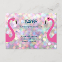Sparkly Flamingo Wedding RSVP Kaartje