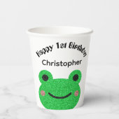 Sparkly Frog Happy Birthday Paper Cups Papieren Bekers (Achterkant)