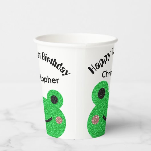 Sparkly Frog Happy Birthday Paper Cups Papieren Bekers (Rechts)