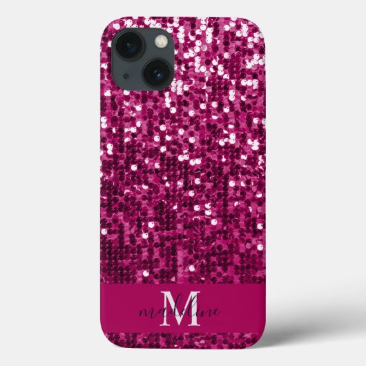 Sparkly Fuchsia|Roze Sequin/Glitter Name Case-Mate iPhone Case (Achterkant)