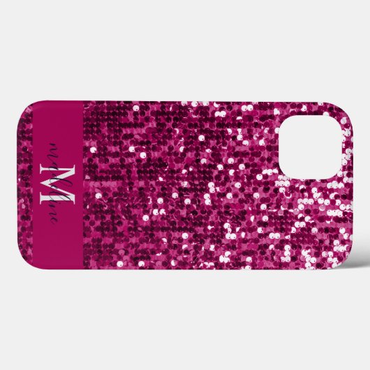 Sparkly Fuchsia|Roze Sequin/Glitter Name Case-Mate iPhone Case (Achterkant (horizontaal))