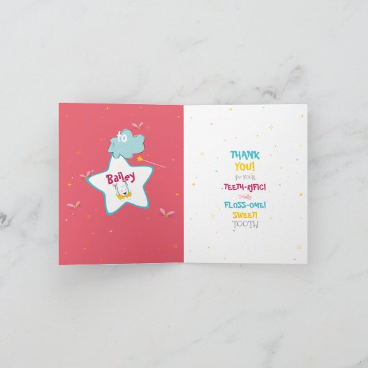 Sparkly Fun Funny Tooth Fairy Bedankt Kaart (Binnen)