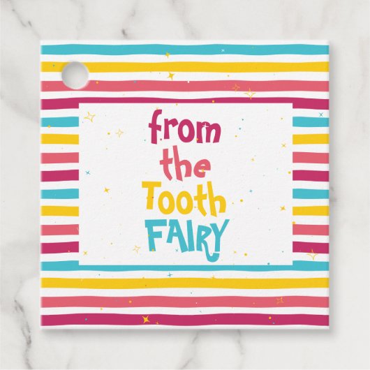 Sparkly Gestreept Snoep "Van de Tandenfee" Labels (Voorkant)