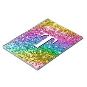 Sparkly Girly Rainbow Chunky Glitter Monogram Notitieboek (Linkerzijde)