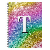 Sparkly Girly Rainbow Chunky Glitter Monogram Notitieboek (Voorkant)