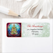 Sparkly Glas in lood Kerstboom Groene Glitter Etiket (Insitu)