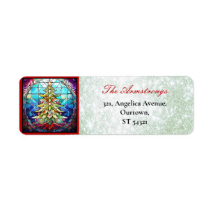 Sparkly Glas in lood Kerstboom Groene Glitter Etiket