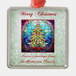 Sparkly Glas in lood Kerstboom Groene Glitter Metalen Ornament