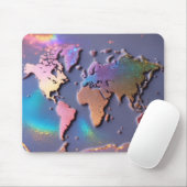 Sparkly Glitter 3D Kleurrijke Wereldkaart Muismat (Met muis)
