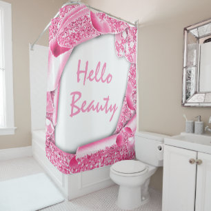Sparkly Glitter 3D PINK Lijst HALLO Girly Douchegordijn