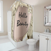 Sparkly Glitter 3D Roos Gold HALLO Girly Douchegordijn (In situ)