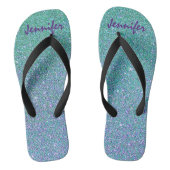 Sparkly Glitter Blue Green en Paars Teenslippers (Voetbed)