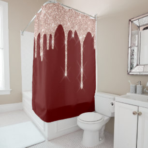 Sparkly Glitter Drift roze Rose Burgundy Beauty Douchegordijn