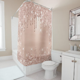 Sparkly Glitter Drift roze Rose Gold Blush Glam Douchegordijn