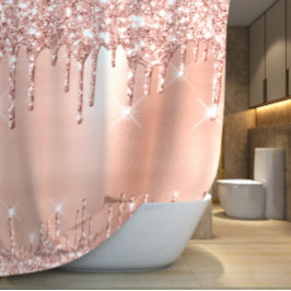 Sparkly Glitter Drift roze Rose Gold Blush Glam Douchegordijn