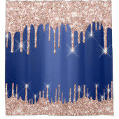Sparkly Glitter Drift roze Rose Gold Blush Navy Douchegordijn (Voorkant)