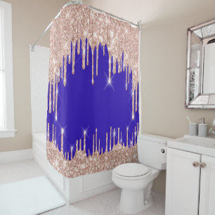 Sparkly Glitter Drift roze Roze Roze Royal Blue Douchegordijn