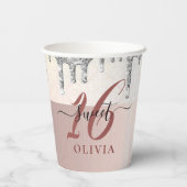 Sparkly Glitter Drips Sweet 16 16 Papier Cup Papieren Bekers (Achterkant)
