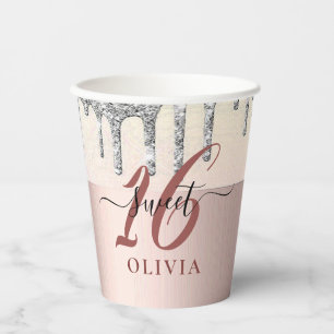 Sparkly Glitter Drips Sweet 16 16 Papier Cup Papieren Bekers