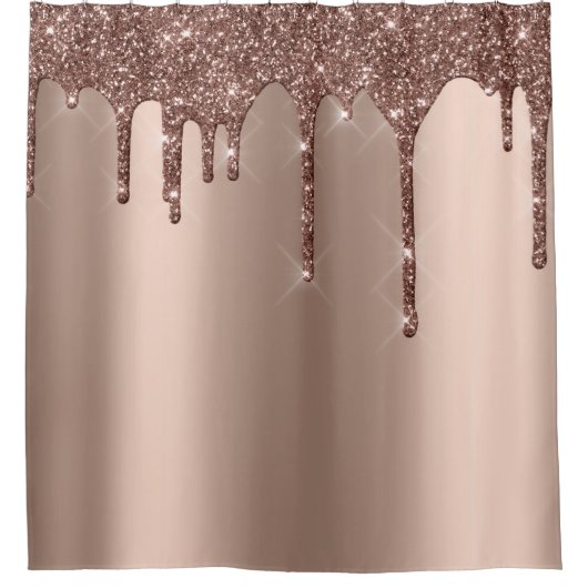 Sparkly Glitter drukt roze Rose Gold Blush Girly a Douchegordijn (Voorkant)