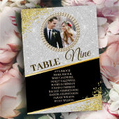 Sparkly Glitter Elegant Photo Seating Chart Kaart