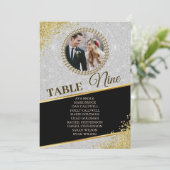 Sparkly Glitter Elegant Photo Seating Chart Kaart (Staand voorkant)