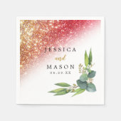 Sparkly Glitter Eucalyptus Weddenschap Servet (Voorkant)