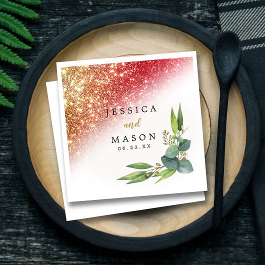 Sparkly Glitter Eucalyptus Weddenschap Servet