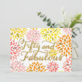 Sparkly Glitter Floral 50 Fabulous Birthday Kaart (Staand voorkant)