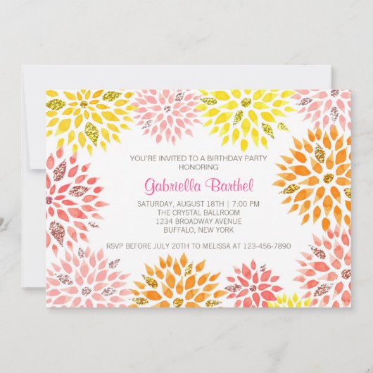 Sparkly Glitter Floral 50 Fabulous Birthday Kaart (Achterkant)