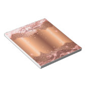 Sparkly Glitter Folie Roos Gold Name and Monogram Notitieblok (Schuin)