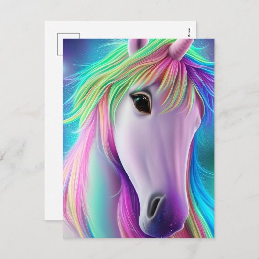 Sparkly Glitter Glanzende Echte Regenboog Eenhoorn Feestdagenkaart (Voorkant / Achterkant)