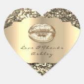 Sparkly Glitter Gold Kiss Lips Love &Bedankt Girly Hart Sticker (Voorkant)