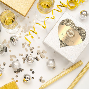 Sparkly Glitter Gold Kiss Lips Love &Bedankt Girly Hart Sticker