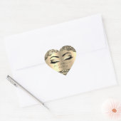 Sparkly Glitter Gold Lash Eyes Love & Bedankt Girl Hart Sticker (Envelop)