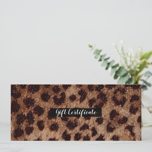 Sparkly Glitter Leopard Cheetah Gift Certificaat Kaart (Staand voorkant)