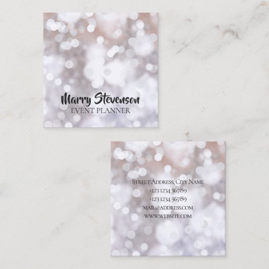 Sparkly glitter-patroon vierkante visitekaartje (Voorkant / Achterkant)