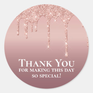 Sparkly Glitter Pink Bedankt voor uw plezier Ronde Sticker