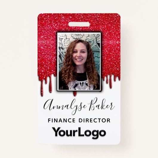 Sparkly Glitter Professional CNA Zurse Foto Naam Badge (Voorkant)