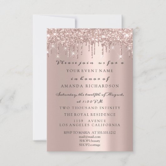 Sparkly Glitter Roos Gold Elegant Bridal Birthday Kaart (Voorkant)
