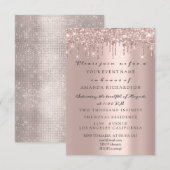 Sparkly Glitter Roos Gold Elegant Bridal Birthday Kaart (Voorkant / Achterkant)