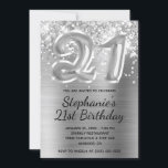 Sparkly Glitter Silver Ballon 21st Birthday Kaart<br><div class="desc">Creëer je eigen moderne 21ste verjaardag met faux folie ballonnummer digitale kunst. De girale glazen achtergrond is voorzien van decoratieve faux dunne witte en zilveren glitterbeelden boven faux silvery gray ombre folie. De luxe sparkles, shine, glitter, en de vlotte tekstgevolgen worden gecreeerd met artistieke elementen die als een foto drukken....</div>