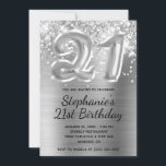 Sparkly Glitter Silver Ballon 21st Birthday Kaart<br><div class="desc">Creëer je eigen moderne 21ste verjaardag met faux folie ballonnummer digitale kunst. De girale glazen achtergrond is voorzien van decoratieve faux dunne witte en zilveren glitterbeelden boven faux silvery gray ombre folie. De luxe sparkles, shine, glitter, en de vlotte tekstgevolgen worden gecreeerd met artistieke elementen die als een foto drukken....</div>
