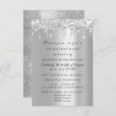 Sparkly Glitter Silver Grey Bridal Birthday Kaart (Voorkant / Achterkant)