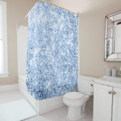 Sparkly Glitter Smoky Dusty Blue Abstract Modern Douchegordijn (In situ)