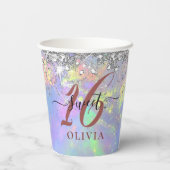 Sparkly Glitter Sweet 16 16 16e-party Cup Papieren Bekers (Achterkant)