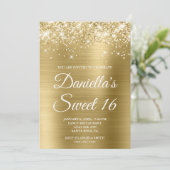 Sparkly Glittery Bleek Gold Foil Sweet 16 Kaart (Staand voorkant)